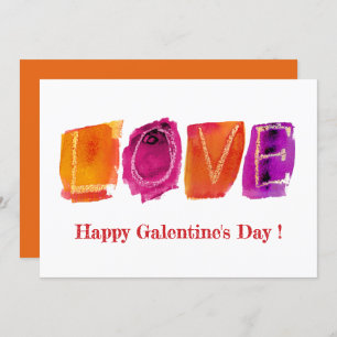 Happy Galentine's Day   'LOVE' Watercolor Modern Holiday Card