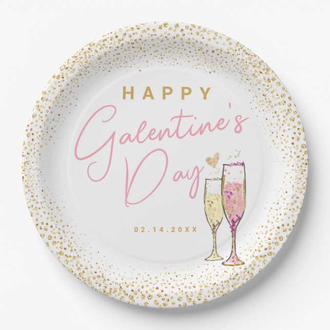 Happy Galentines Day Paper Plate (Front)
