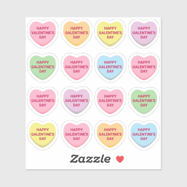 Happy Galentine's Day pastel custom candy hearts (Sheet)