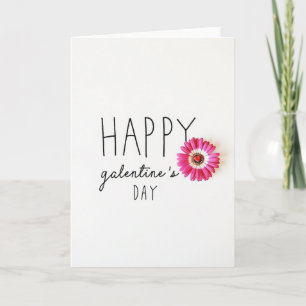 Happy Galentines Day Pink Flower Card