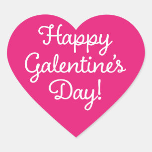 Happy Galentine's Day Pink Heart Sticker 