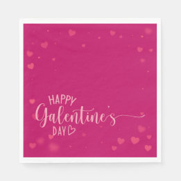 Happy Galentine's Day Pink Red Napkin