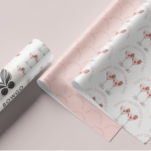Happy Galentine's Day Pink Strawberry Cocktail Wrapping Paper Sheet