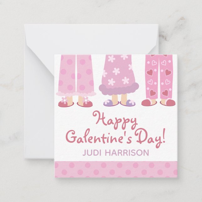 Happy Galentine's Day Pyjamas Gift Enclosure Cards (Front)