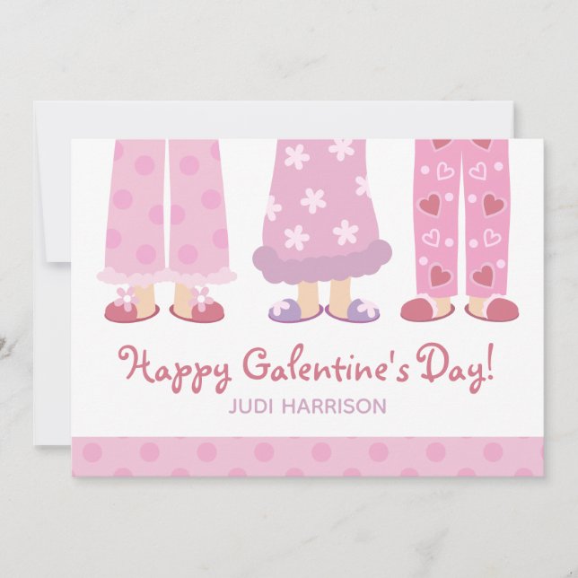 Happy Galentine's Day Pyjamas Valentine's Card (Front)