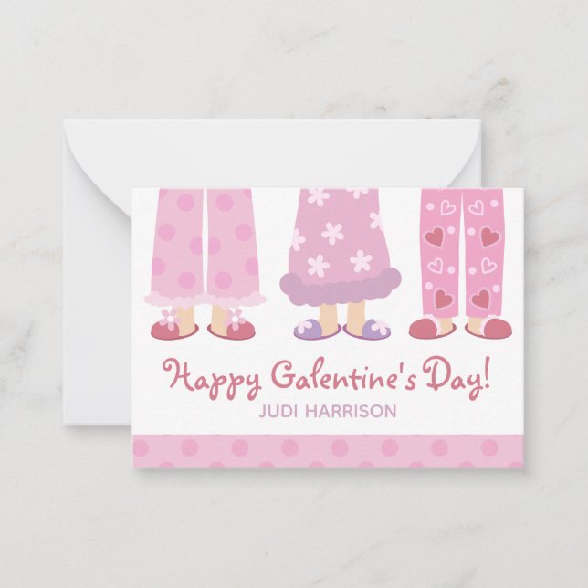 Happy Galentine's Day Pyjamas Valentine's Card (Front)