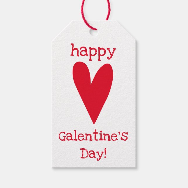 Happy Galentine's Day! Red Heart Gift Tags (Front)