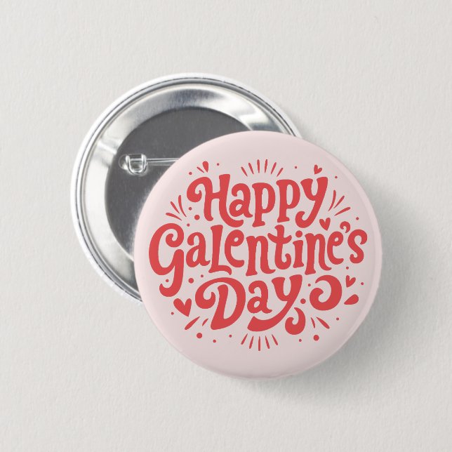 Happy Galentine's Day retro groovy 80s 6 Cm Round Badge (Front & Back)