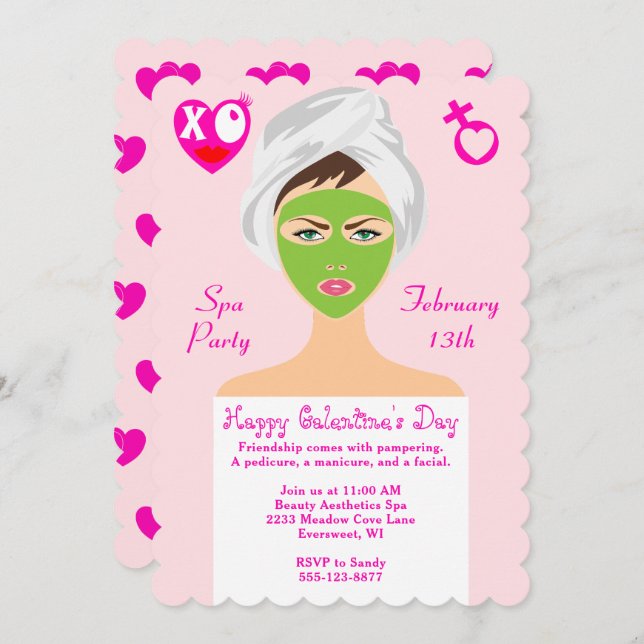Happy Galentine's Day Spa Party Invitation (Front/Back)