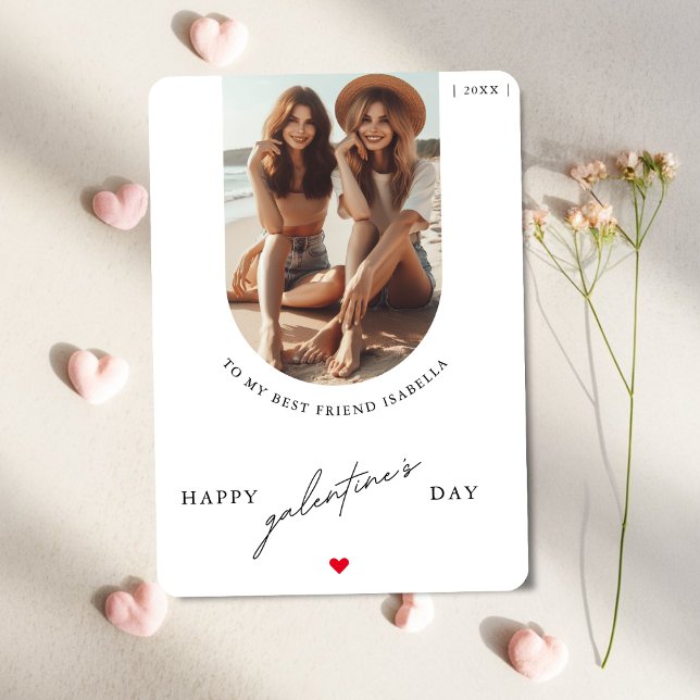 Happy Galentine's Day To My Best Friend Photo Holiday Card (Creator Uploaded)