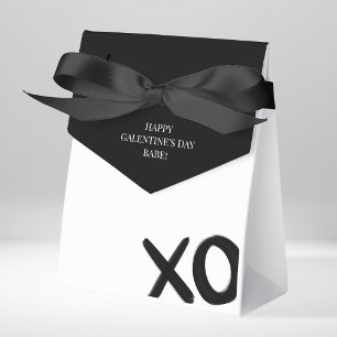 Happy Galentine's Day XOXO Black White Modern Favour Box