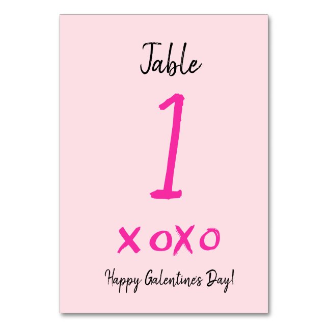 Happy Galentine's day xoxo pink  Table Number (Front)