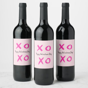 Happy Galentine's Day XOXO pink  Wine Label