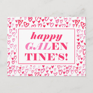 Happy Galentine's Watercolor Hearts Postcard