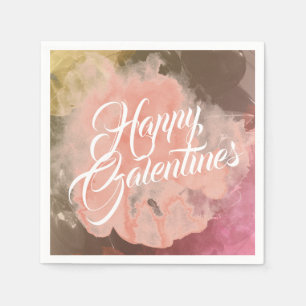 Happy Galentines with Watercolor Splash Napkin