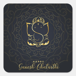 Happy Ganesh Chaturthi Square Sticker