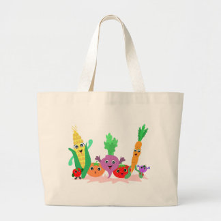 Happy Garden Vegetables Large Tote Bag