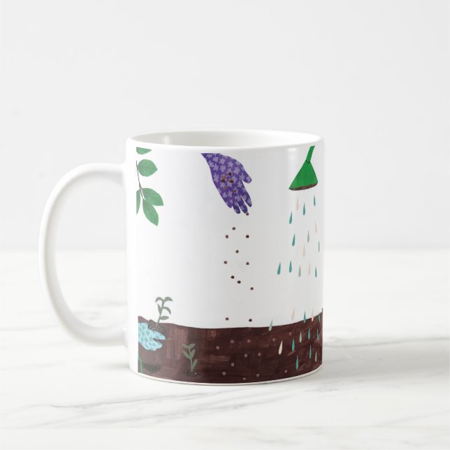Happy Gardening Season | Gardener Illustration Coffee Mug (Left)