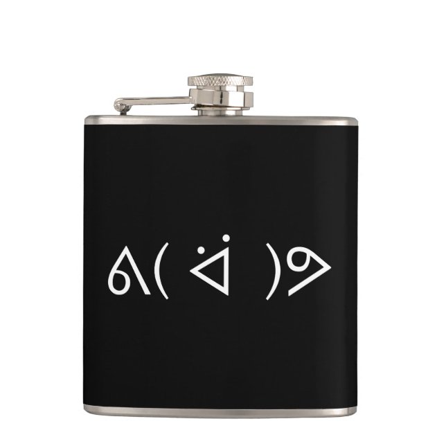 Happy Gary ᕕ( ᐛ )ᕗ Meme Emoticon Emoji Text Art Hip Flask (Front)