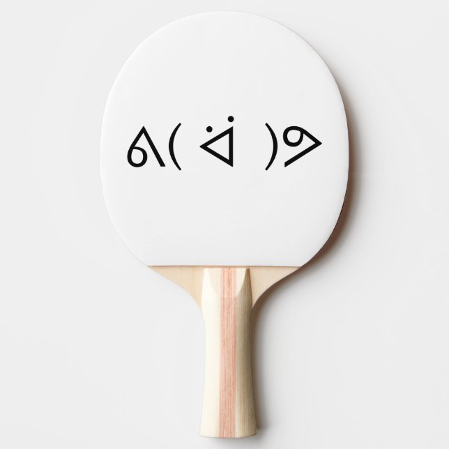 Happy Gary ᕕ( ᐛ )ᕗ Meme Emoticon Emoji Text Art Ping Pong Paddle (Front)