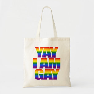 Happy Gay Love Rainbow Flag Colours Text LGBT Tote Bag