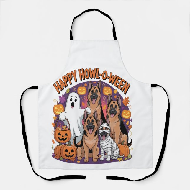 Happy German Shepherd Halloween Apron (Front)