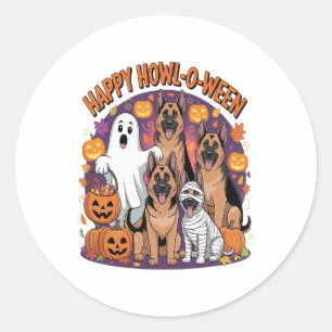 Happy German Shepherd Halloween Classic Round Sticker