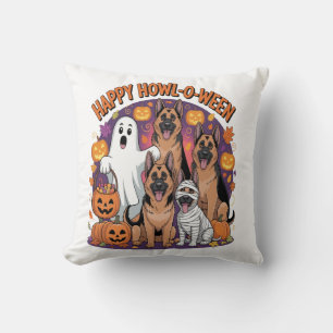 Happy German Shepherd Halloween Cushion