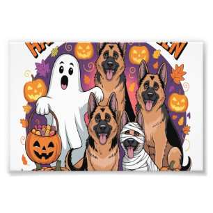 Happy German Shepherd Halloween Photo Print
