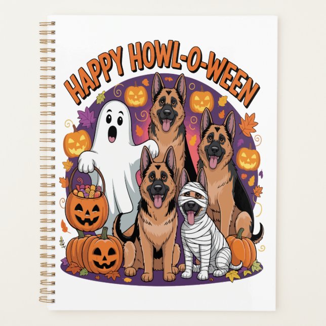 Happy German Shepherd Halloween Planner (Front)