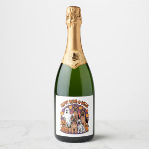 Happy German Shepherd Halloween Sparkling Wine Label
