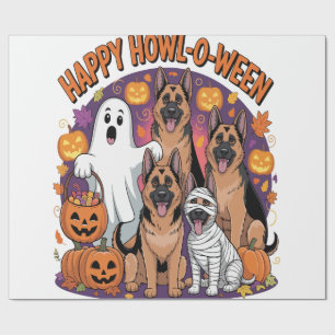 Happy German Shepherd Halloween Wrapping Paper
