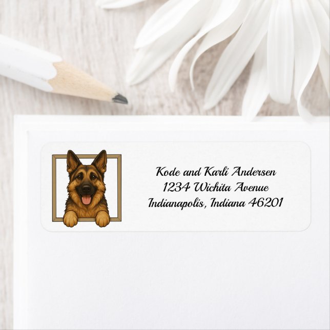 Happy German Shepherd Return Address Label (Insitu)