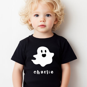 Happy ghost and name kids Halloween Toddler T-Shirt