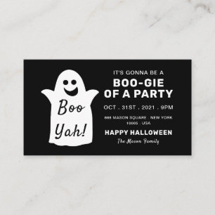 Happy Ghost, Black Halloween Party Invitation