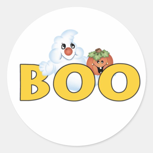 Happy Ghost Boo Classic Round Sticker (Front)