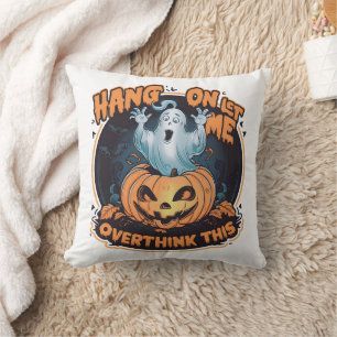Happy ghost from a pumpkin for Halloween Cushion
