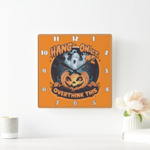 Happy ghost from a pumpkin for Halloween Square Wall Clock