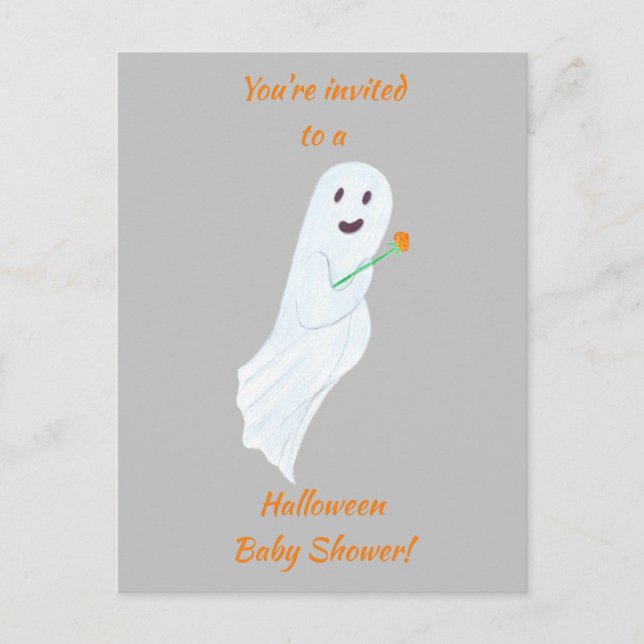 Happy Ghost Halloween Baby Shower Invite Postcards (Front)