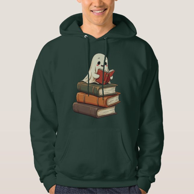 Happy Ghost Reader - Funny Bookworm Hoodie (Front)