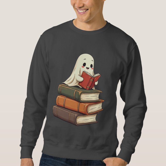 Happy Ghost Reader - Funny Bookworm Sweatshirt (Front)