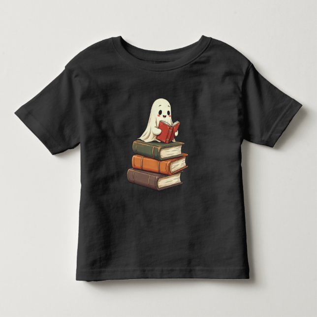 Happy Ghost Reader - Funny Bookworm Toddler T-Shirt (Front)
