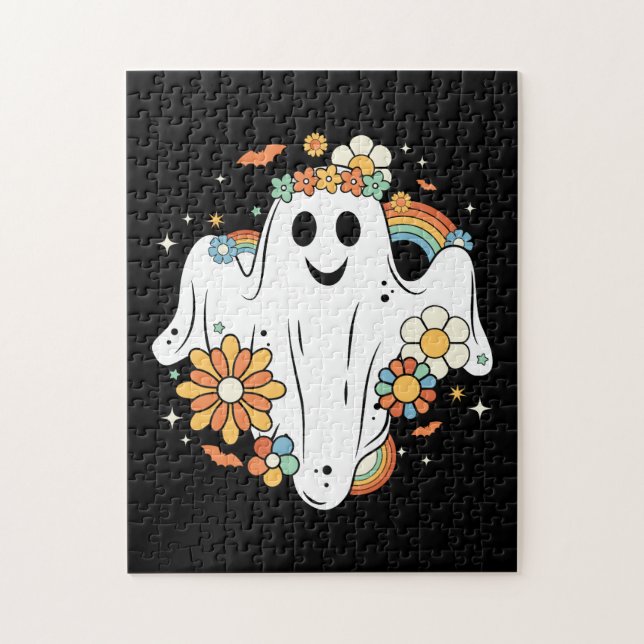 Happy Ghost Retro Hippie Vibe Jigsaw Puzzle (Vertical)
