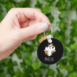 Happy Ghost Retro Hippie Vibe Key Ring