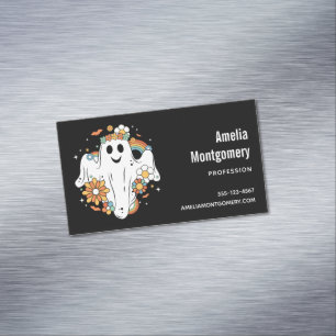 Happy Ghost Retro Hippie Vibe Magnetic Business Card