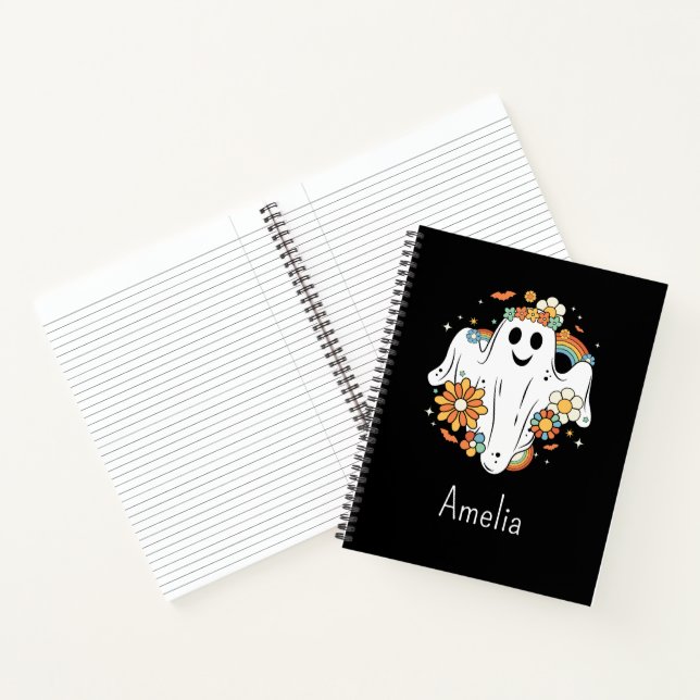 Happy Ghost Retro Hippie Vibe Notebook (Inside)