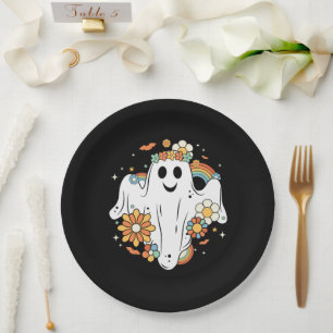 Happy Ghost Retro Hippie Vibe Paper Plate