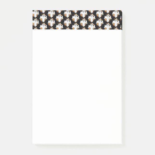 Happy Ghost Retro Hippie Vibe Pattern Post-it Notes (Front)