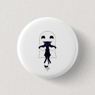 Happy Ghost & Scraggly Cat Button
