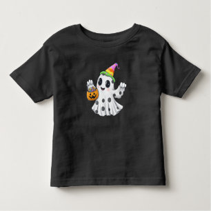 Happy ghost with candy bucket toddler T-Shirt
